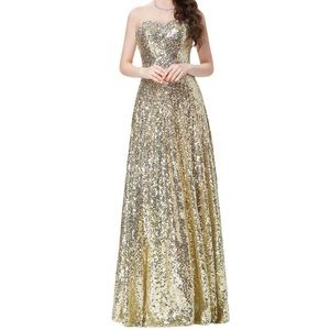 Grace Karin sleeveless gold sequin dress